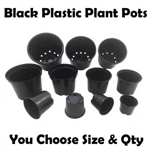 Black plastic plant pots 3 - plastic,